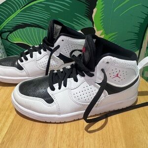 Kids Air Jordan Black and White High-Top Sneakers